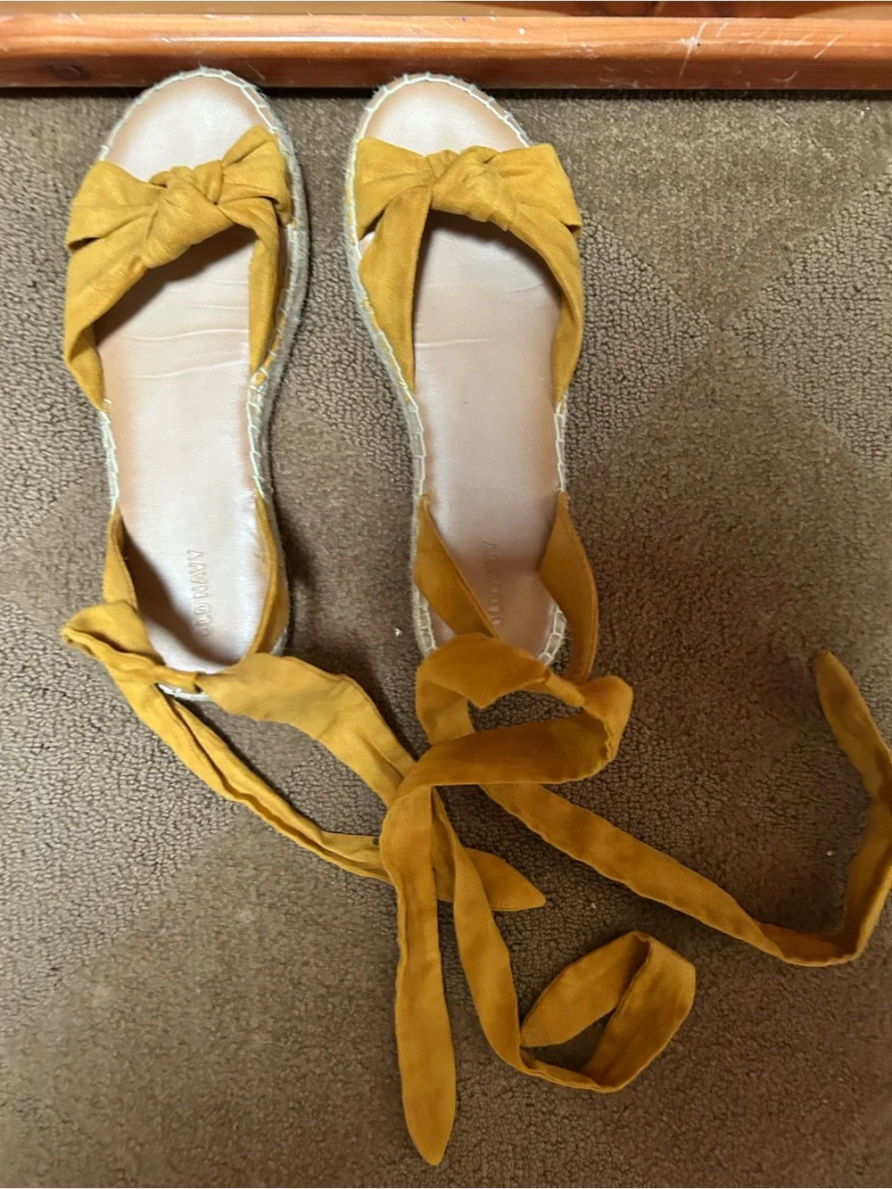 Old Navy Yellow Bow Espadrille Tie-Back Flats